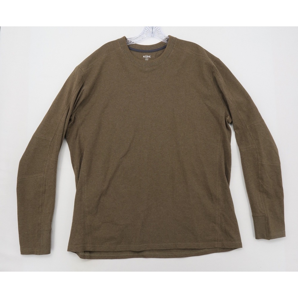 Kuhl Wildfibre Mens 2XL Brown Organic Cotton Long Sleeve Shirt Thumbholes Hiking